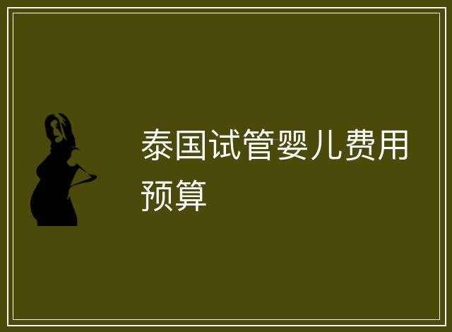 泰國試管嬰兒費用預算